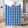 Blue And White Check Microfiber Flannel Cover Blanket Bedroom Living Room Sofa Soft And Comfortable Home Decoration