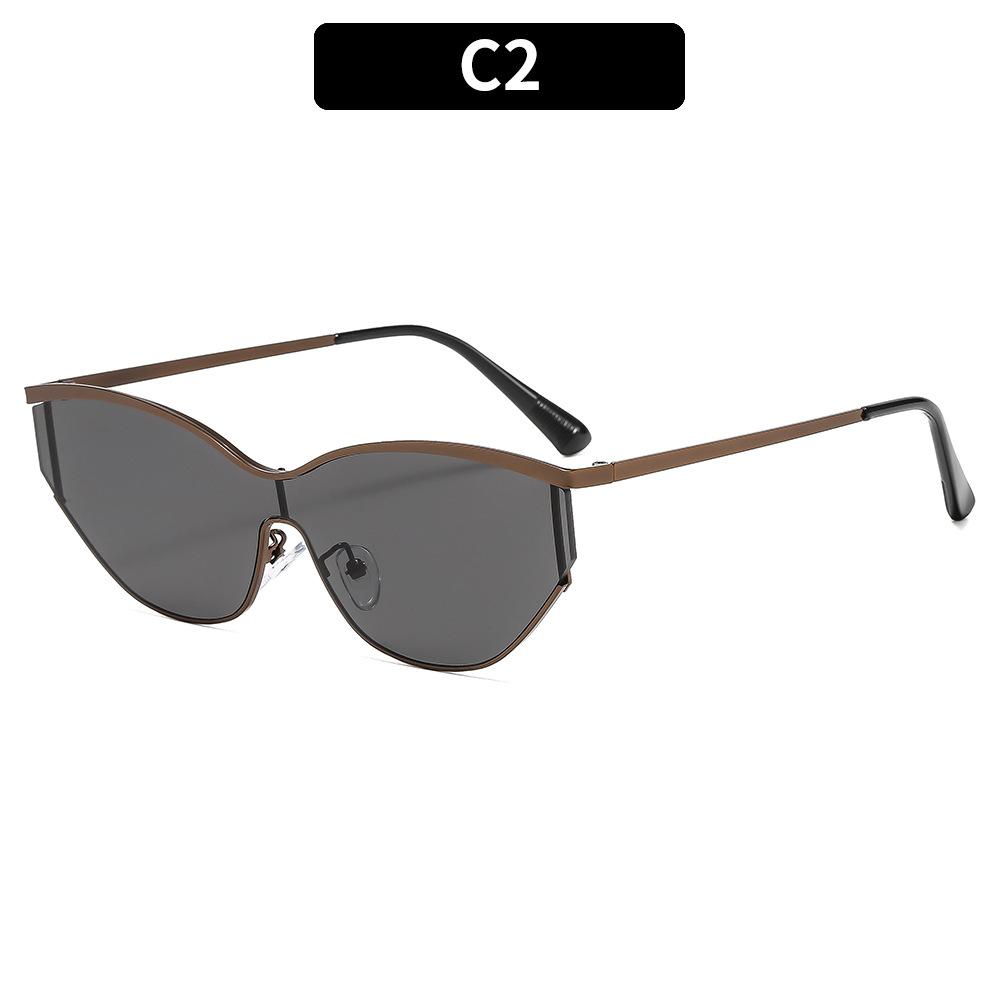 Lunettes de soleil pour femmes, lunettes de soleil de mode en métal monobloc pour hommes et femmes