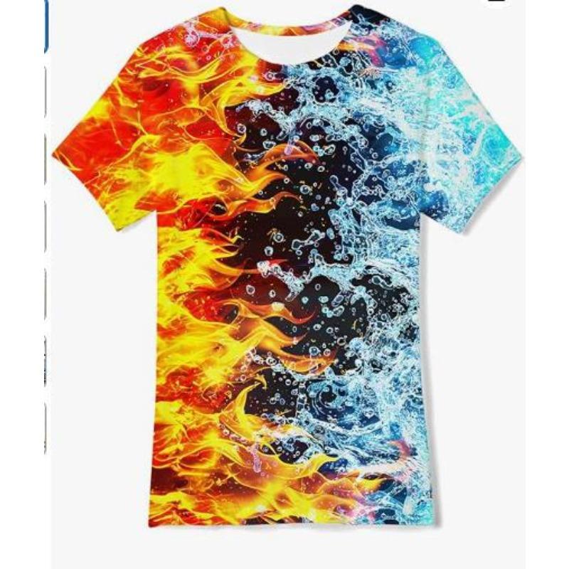 Summer Creative Graffiti Printed Round Neck Top 3D Printed Daily Loose Versatile Comfortable Short Sleeve T-shirt