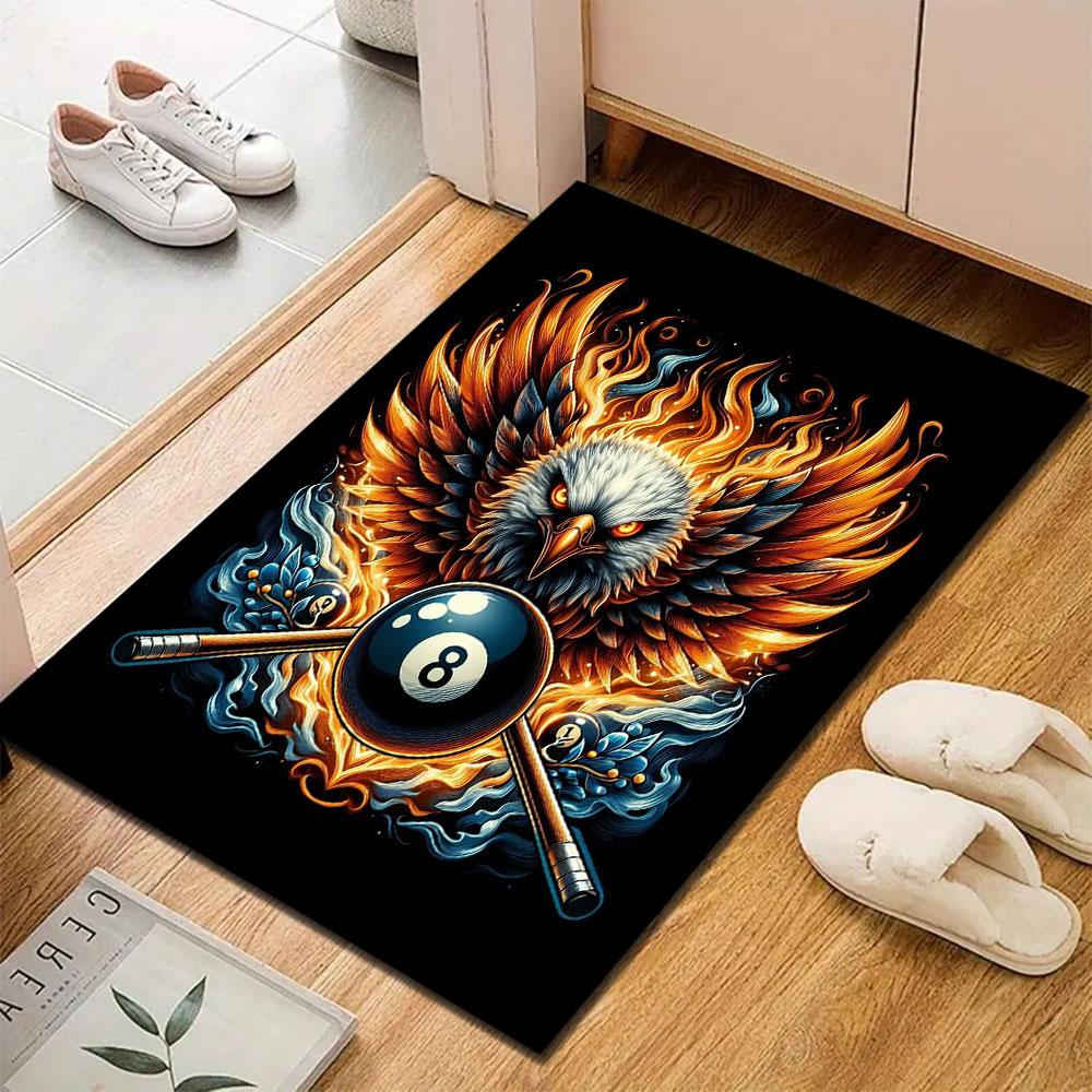 "Fiery Eagle with Billiard Ball Design" Patterned carpet, suitable as a non slip play mat for the living room and bedroom sofa
