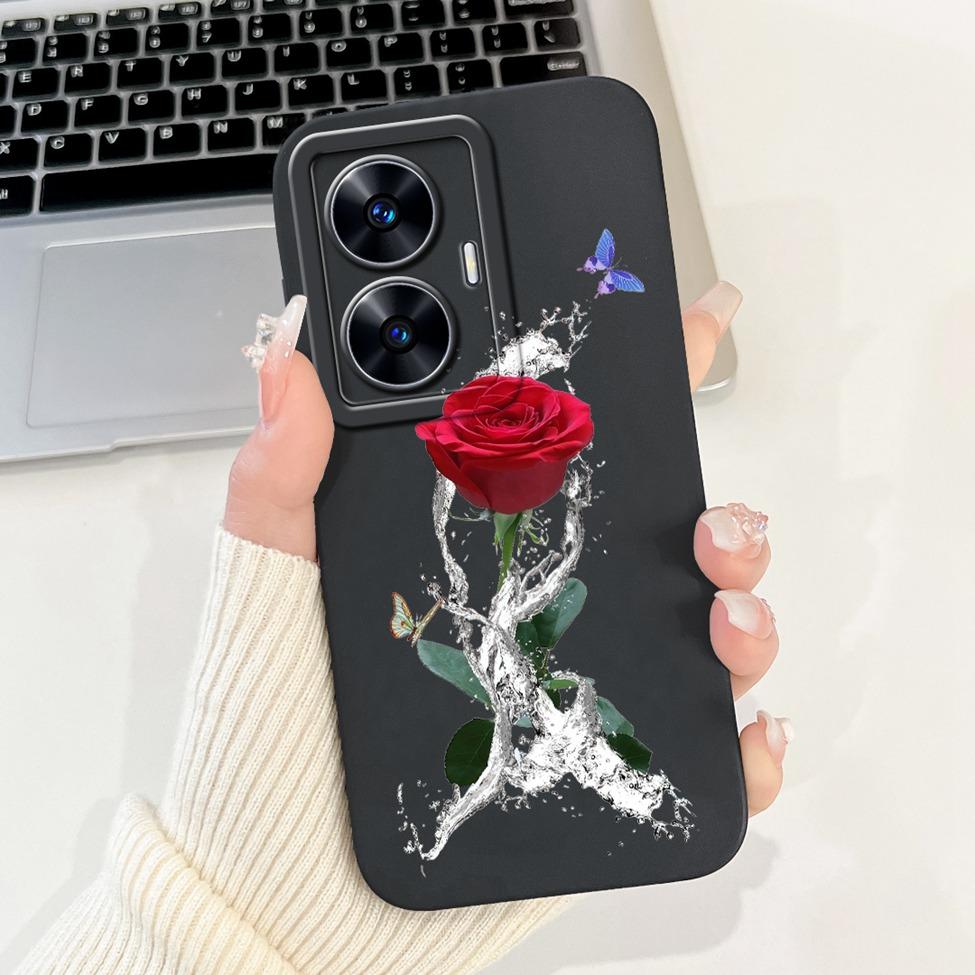 For Realme C55 Case RMX3710 Silicone Cute Cat Fashion Butterfly Flowers Love Painted Cover For Realme Narzo N55 Phone Case Funda