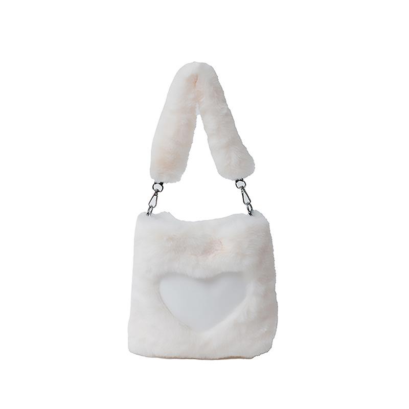 

Fashion Love Bag Plush Handbag Women s New Casual белый