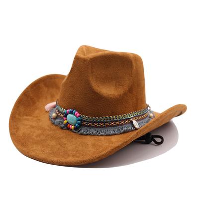 Popular Ethnic Style Belt Buckle Top Hat Suede Western Cowboy Hat Sunshade Sunscreen Fashion Jazz Hat