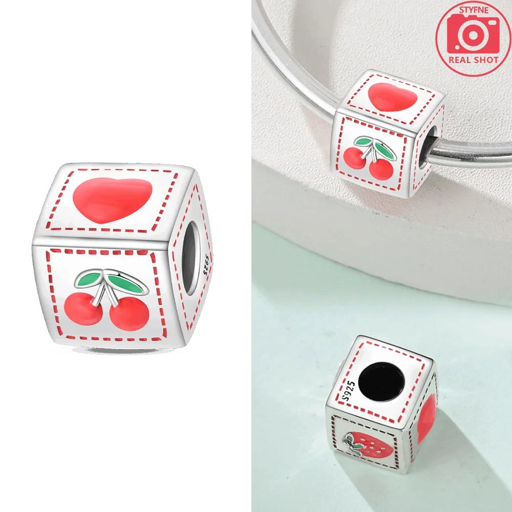 Exquisite Original Copper Strawberry Cherry Apple Avocado Fruit Charms Bead Fit Diy Bracelet Birthday Jewelry Fine Gift