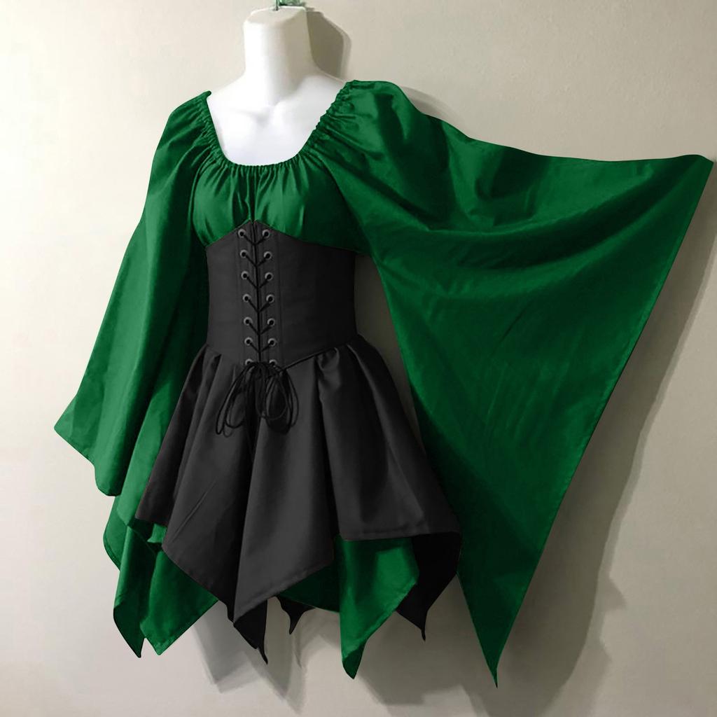 Women Fashion Long Sleeve Vintage Dress Cosplay Party Evening Night Formal Dress