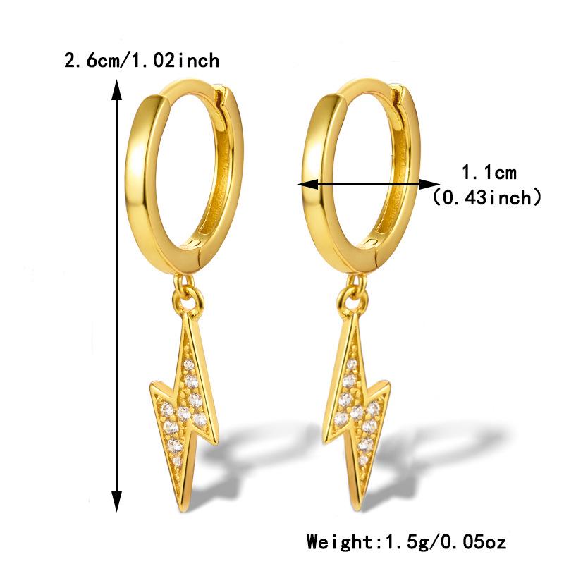 S925 Sterling Silver Zircon Lightning Drop Earrings: Classic, Versatile European-American Design