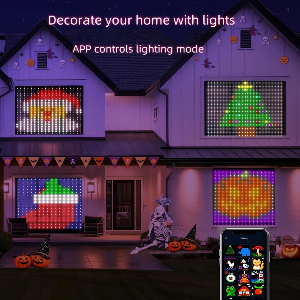 

Светодиодная гирлянда-штора 400 светодиодов Умная RGB+IC с изменяющимся цветом Праздничные настенные огни Уличная Динамичная Сделай сам Светодиодная гирлянда Украшение для окна 1M(W)x1M(H)400leds