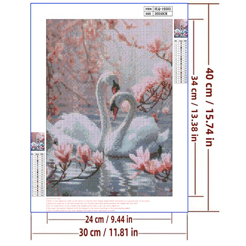 5d DIY Diamond Painting Cross Stitch Swan Pink Magnolia Flower Diamond Embroidery Mosaic Full Round Drill Home Decor
