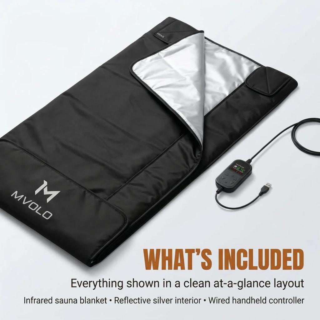 Mvolo® Infrared Sauna Blanket – Home Heat Therapy Blanket for Relaxation & Comfort – Includes Towel