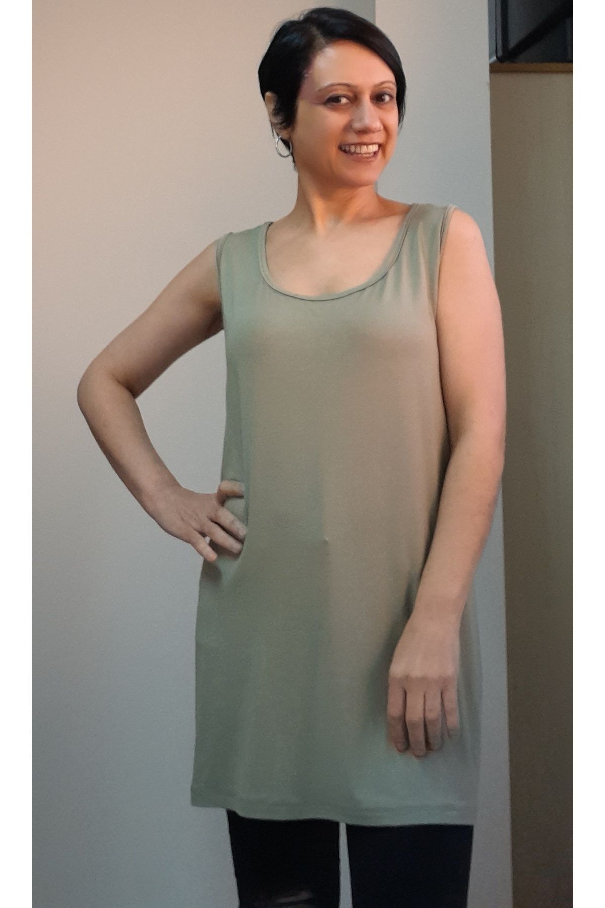 

Women s Style Big Size T-Shirt Green Thick Strap Combed Cotton Viscose T-Shirt 2XL/3XL