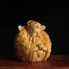 Natural Log Carving Characters God of Wealth Figurine , Chinese Characteristic Wood Carving Home Room Office  Feng Shui  Statue