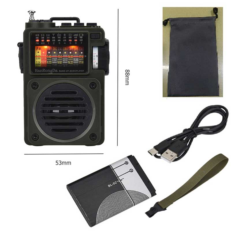 HRD-700/ Full Band Radio Music Player Portable FM/MW/SW/WB Radio Receiver Bluetooth Speaker Support Bluetooth TF Card Playback