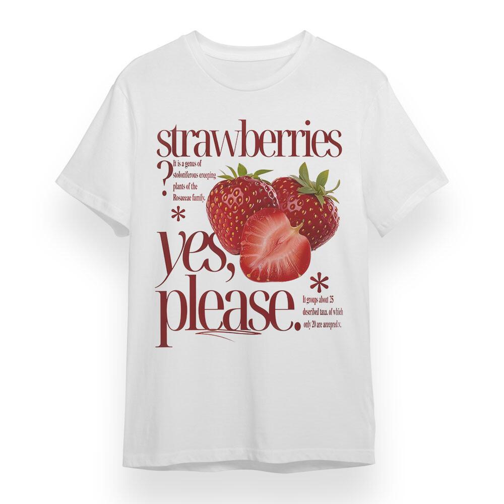Women's Plus Size T-shirt With Strawberry Graphic Unisex White 100% Cotton Tee