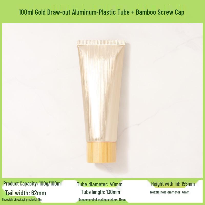 100ml/100g Brushed Gold & Silver Composite Soft Tube with Acrylic Cap - Empty Cosmetic Bottle