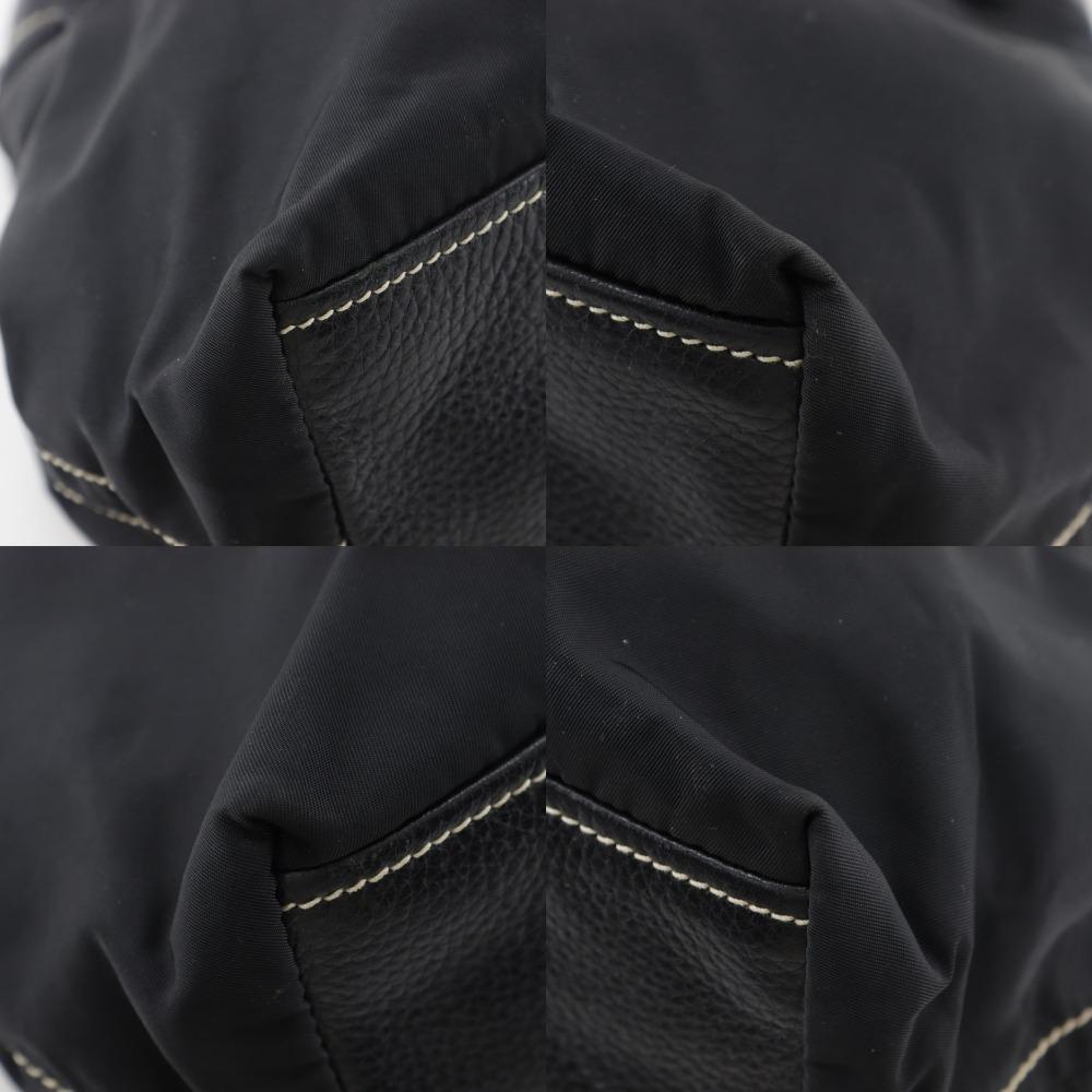 PRADA Logo embossing Tote Bag black Nylon/leather Women Used