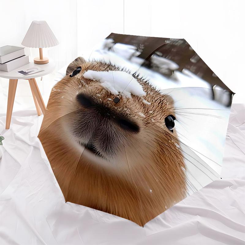 Capybara Themed Travel Umbrella 8 Ribs Automatic Opening and Closing,Portable Folding Design,Compact and Stylish Umbrella Suitable for Out