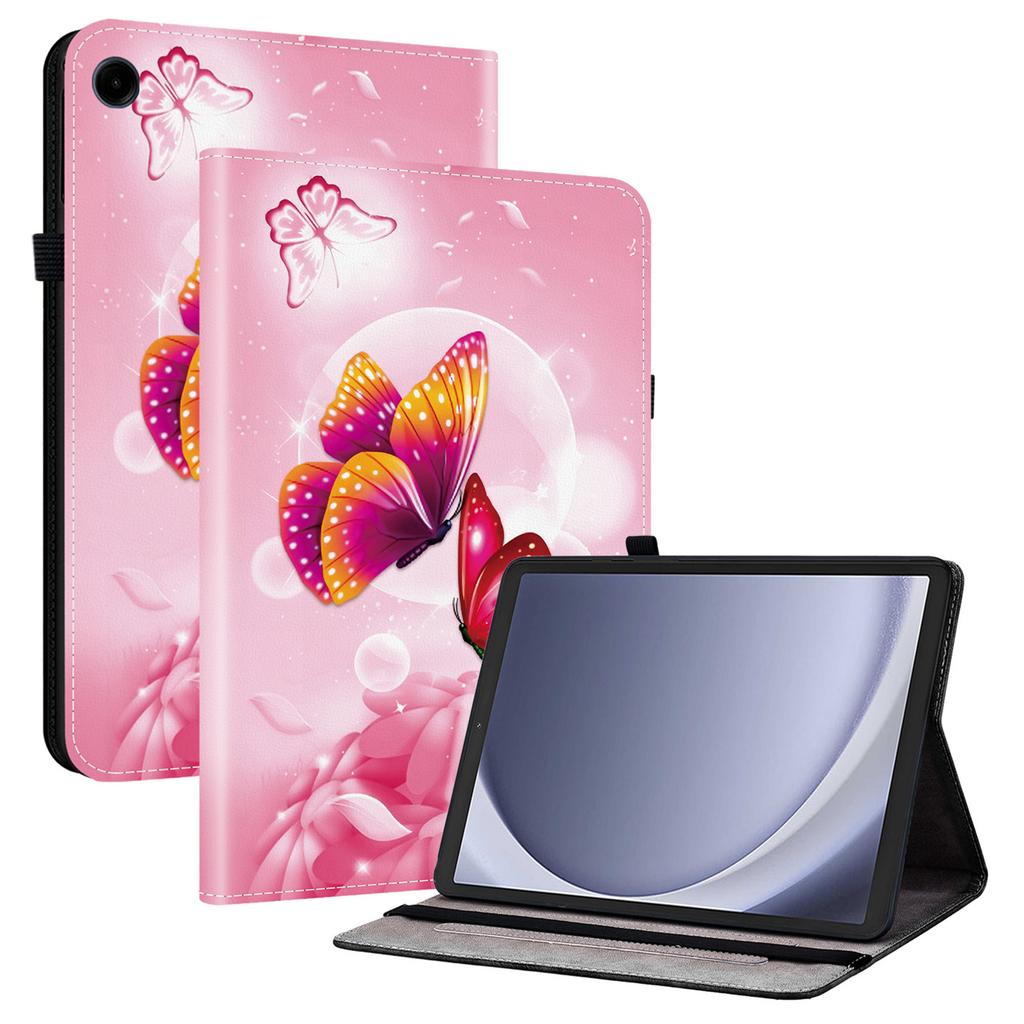 Für Samsung Galaxy Tab A9 Lederhülle Muster bedruckt Ständer Tablet-Hülle mit Kartenfächern