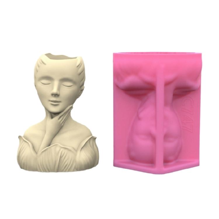 Portrait Plant Flowerpot Mould Human Shaped Silicone Molds Succulents Planter Epoxy Resin Molds Garden Figurines Outdoor 1
