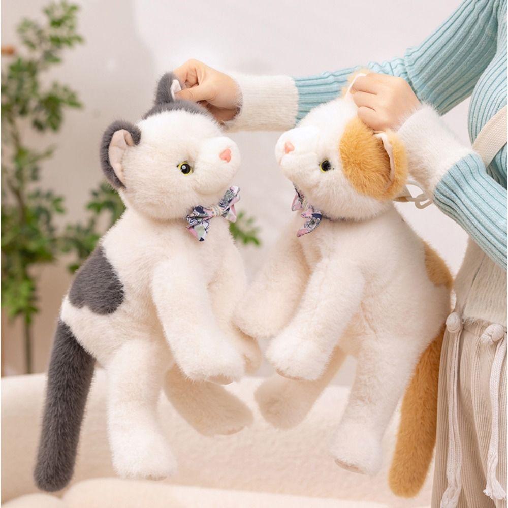 Fluffy Realistic Plush Cat Toys Soft Cat Plush Shoulder Bag Soft Cat Stuffed Toy  Children Girl