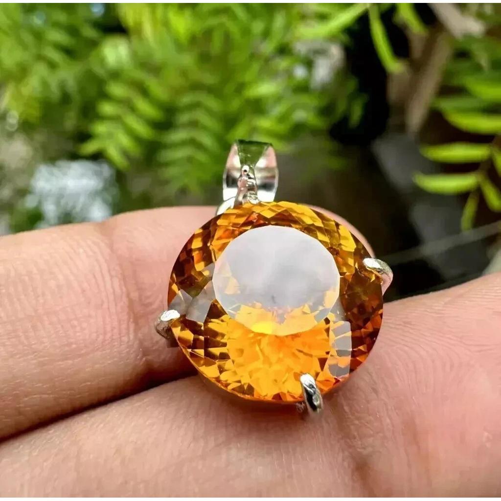 Natural 26.85 Ct Ceylon Orange Sapphire Round Cut Certified Gemstone Pendant