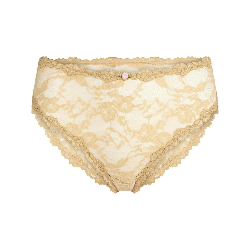 SKIMS Stretch Lace Brief With Lace Trim And Rose Bow Mid-Rise Panties Women underwear BR-BRF-9169W-DLT