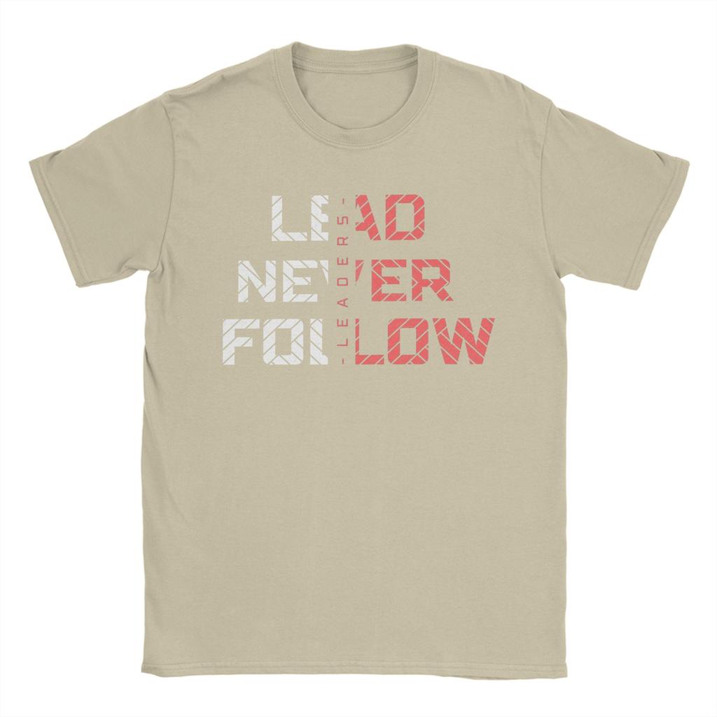 leader never follow leaders TShirts Men  Creative Pure Cotton Tee Shirt Crewneck Short Sleeve T Shirt Plus Size Tops