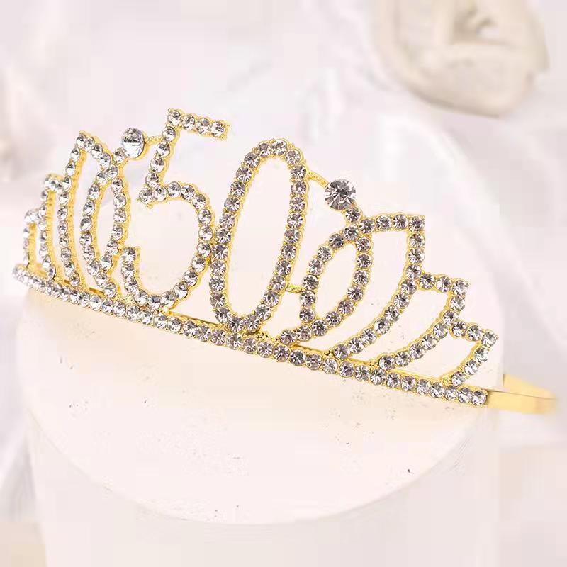Rhinestone Birthday Queen Crown & Princess Sash Headpiece
