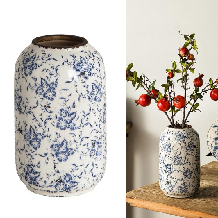 Rustics Farmhouses Ceramics Vases NonSlip Base Artistic Crackles Texture Florals Displays Living Room Accent