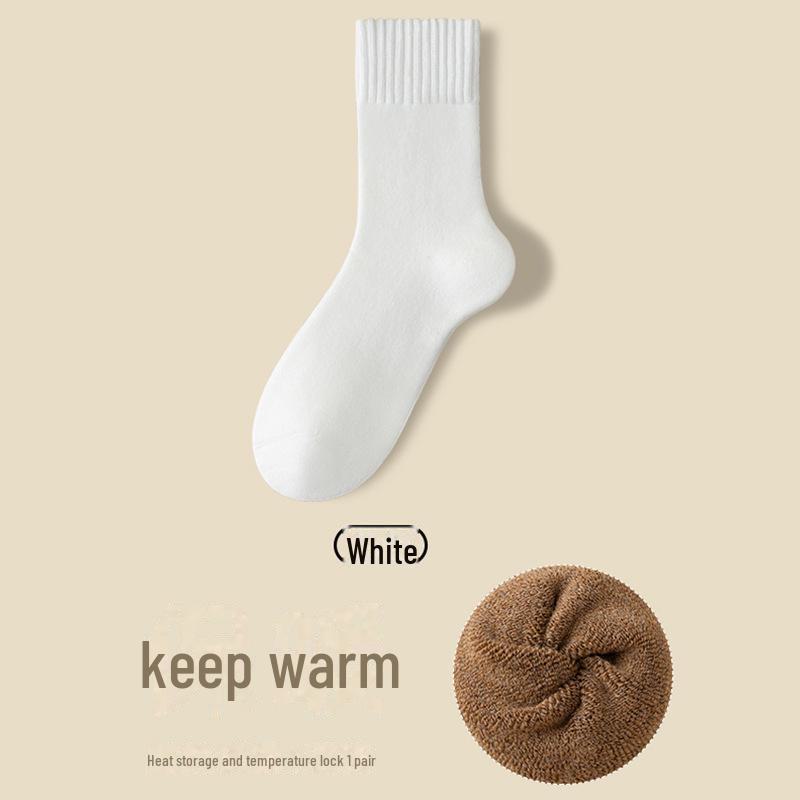 Men's Thick Wool Mid-Tube Terry Socks - Warm, Velvet-Lined, Cold-Resistant for Autumn and Winter