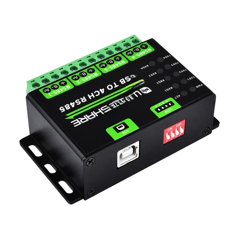 

Industrial Rail Type USB to 4-Port RS485 Converter, Multi-System Compatible