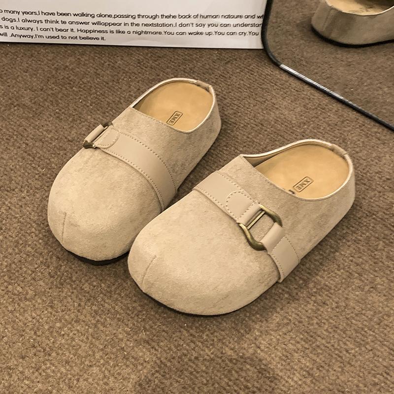 Fashion Thicken Soled Platform Slides Ladies Flats Clogs Sandals Comfy Slip on Cork Slippers Woman Flock Pantuflas Cover Toe Mules Shoes
