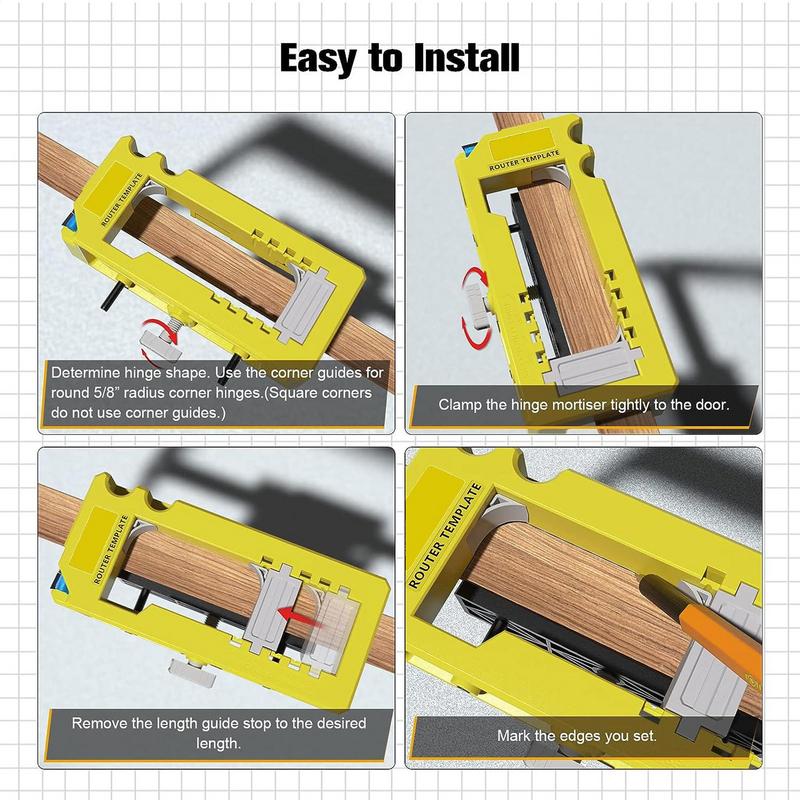 Door Hinge Installation Kit Door Hinge Router Template With Silicone Non-slip Pads No Hammer Or Chisel Cabinet Hinge Jig