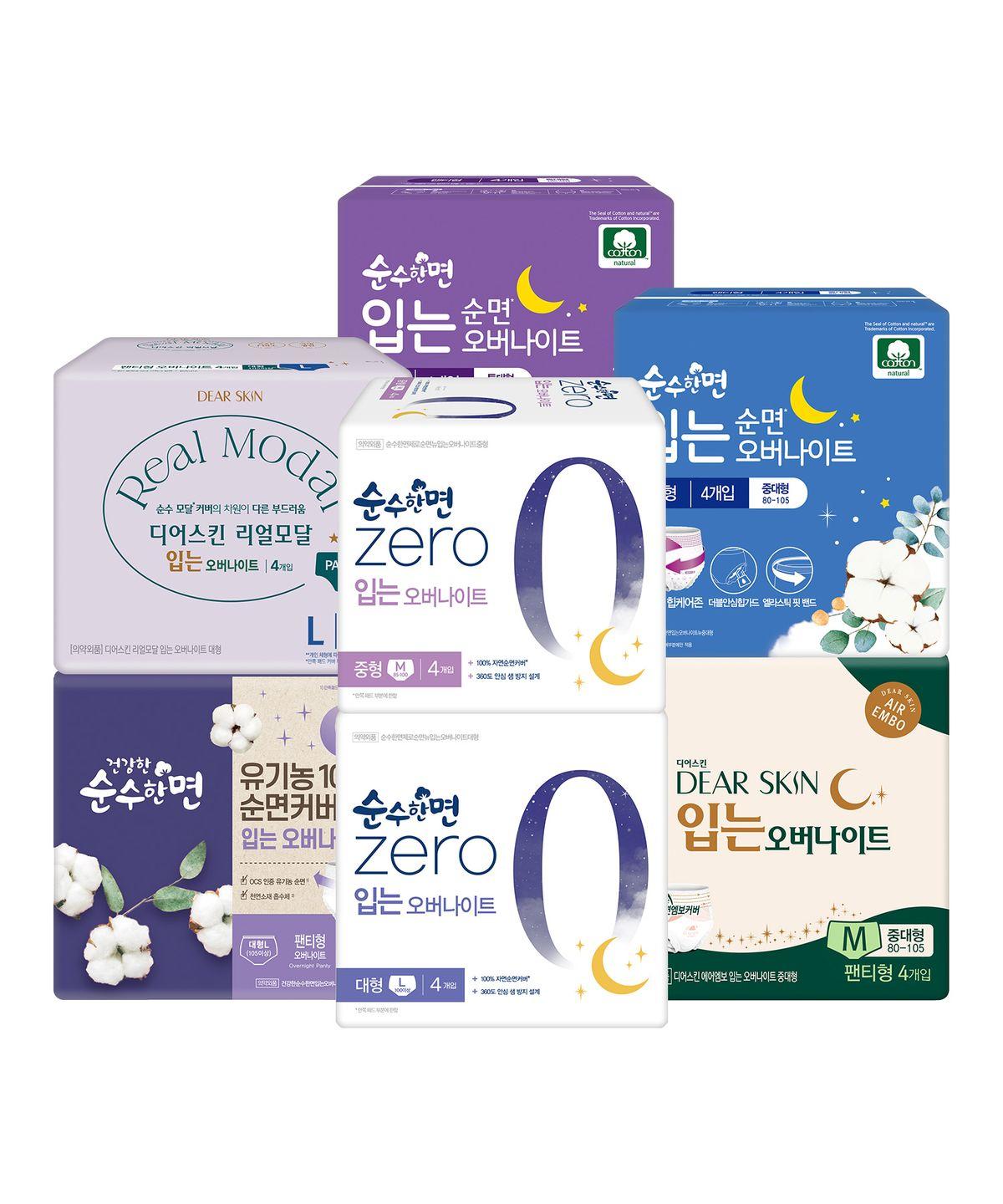 Clean Nara Sanitary Pad Zero Wearable Overnight Medium 8P x 2 Packs + Free Gift Medium 4P Dearskin Ipover Extra Large 4P x 2 + Medium 4P