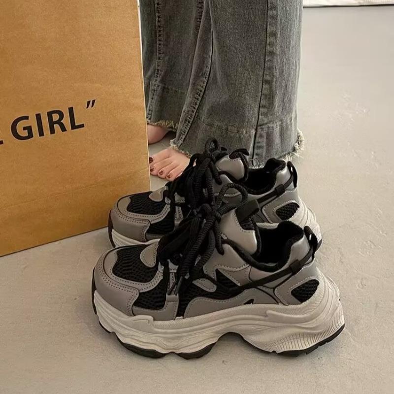 Fleece muffin platform dad shoes women's autumn and winter new small height-increasing shoes versatile casual sports shoes