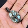 Tree Of Life Copper Larimar Gemstone Pure Copper Wire Wrapped Handmade Pendant Jewelry For Gift