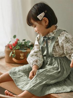 Herbst Vintage Mädchen Doppel-Lagen Trägerkleid Latzhose