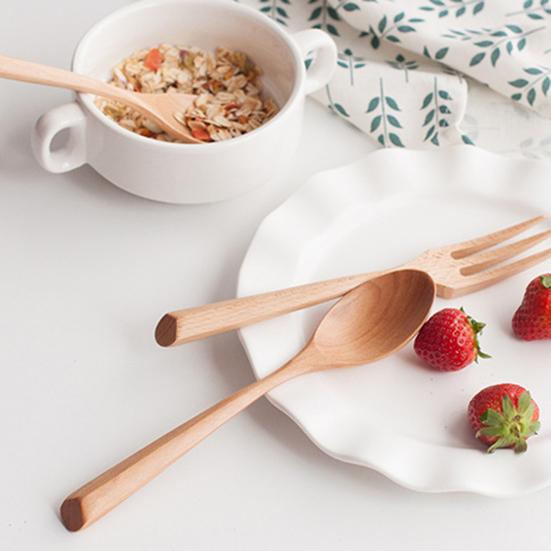 Wooden Spoon Practical Retro Fine Workmanship Japanese Style Anti-slip Fork Cutlery