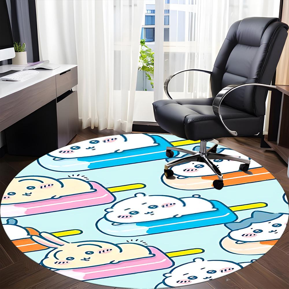 1PC Chiikawa Office Round Area Rug Suitable For Office, Under Office Chairs Bedroom Living Room Home Decor, Room Deco T1224009