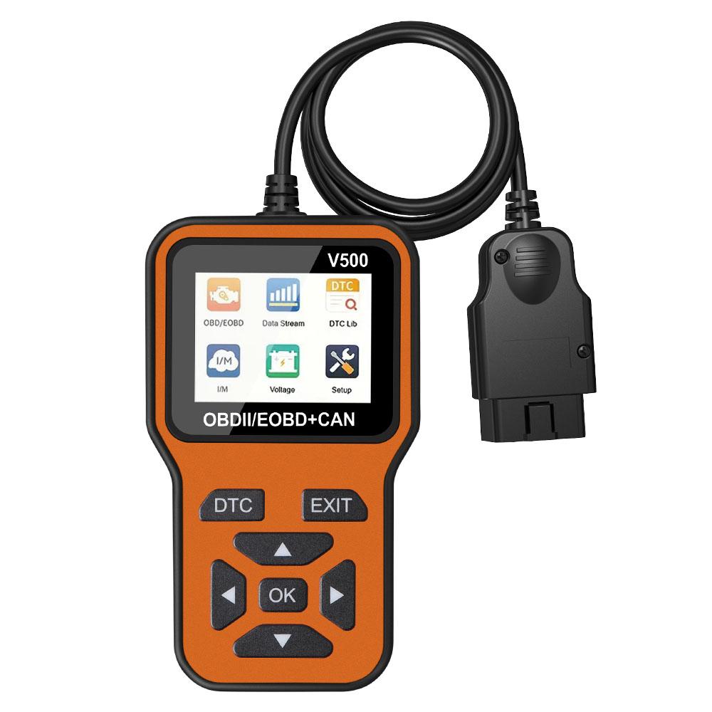 V500 Code Reader Read Vehicle Information Check Engine System Car OBD2 Diagnostic Tools OBD II Scanner Battery Tester Fault Code Clear Universal