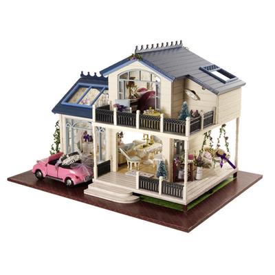 Enfants enfants bricolage maison en bois jouets Miniature maison de poupée cadeau d'anniversaire