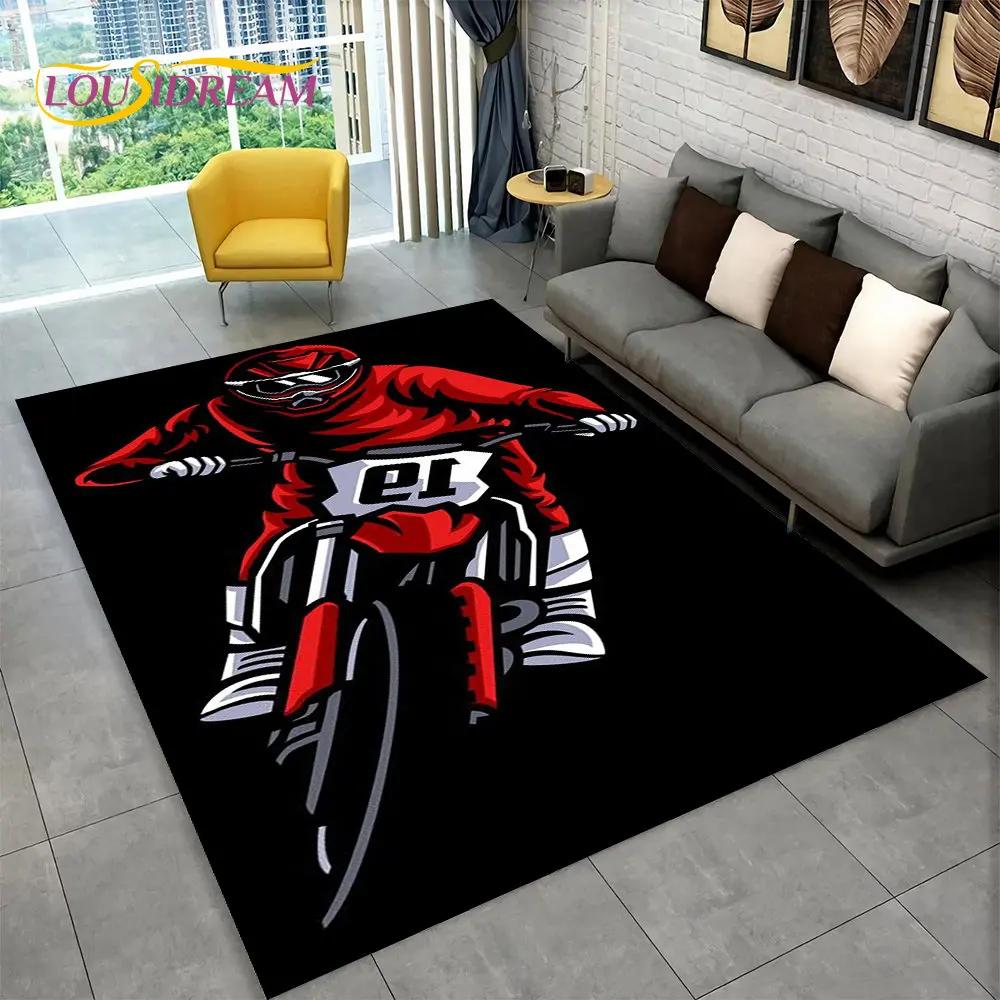 Tappeto da Area Tappeto da Corsa per Moto 3D Grande, Tappeto per Casa Soggiorno Camera da Letto Divano Zerbino Decorazione, Tappetino Antiscivolo per Giochi per Bambini