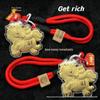 Year of the Horse Gold Leather Keychain & Phone Lanyard – Lucky Charm New Year Gift