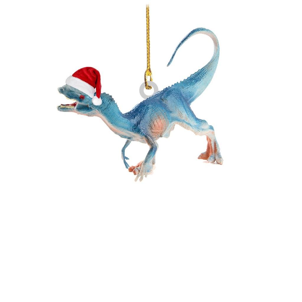 Festive Flat Dinosaur Acrylic Christmas Ornament Cheerful Vehicle Decoration Gift For All Ages