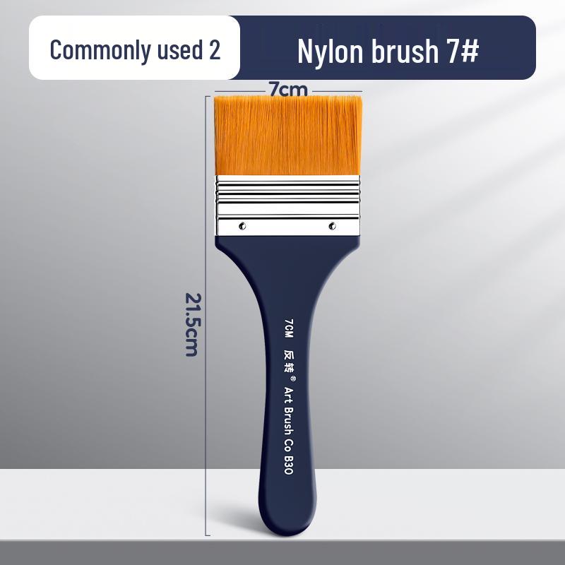 Flat Nylon Paintbrush for Oil, Acrylic, Gouache, Watercolor - Beginner Painting Tool