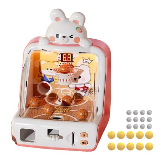 Animal Tabletop Basketball Shoot Game Mini Basketball Shoot Arcade Machine with Score Display Rabbit