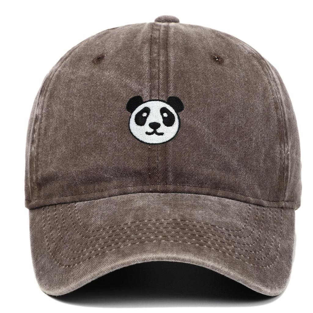 European New Cartoon Panda Embroidery Baseball Cap - Korean Retro Style Sun Protection for Men