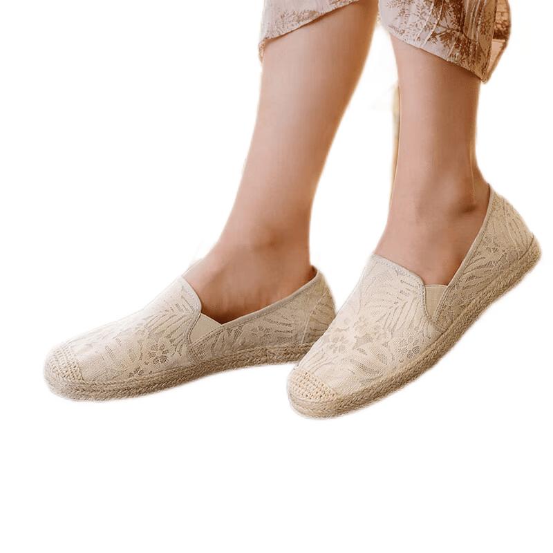 Skechers Women s New Chinese Style Lace Flat Fisherman Shoes 36 естественный