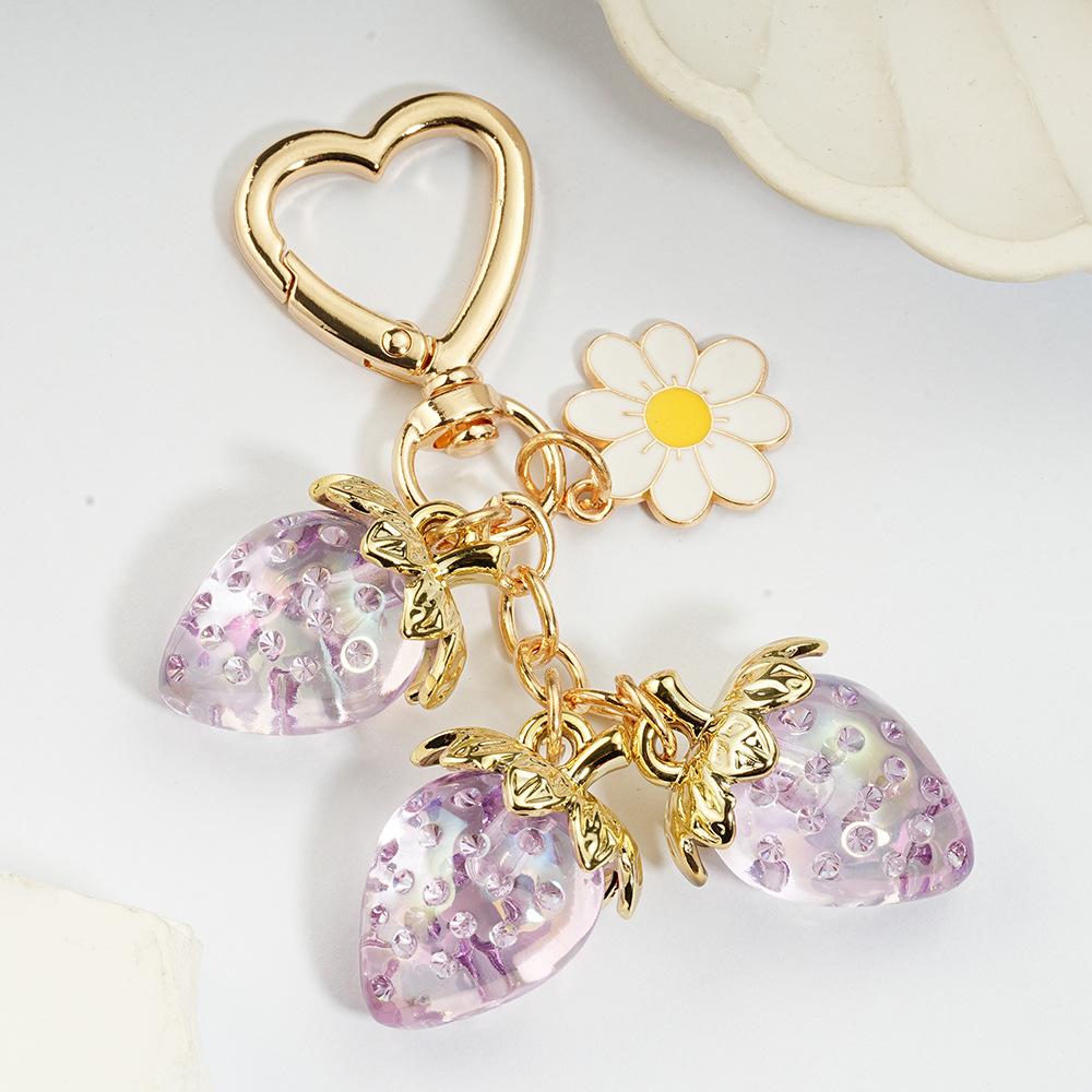 Sweet and Cute Semi-Transparent Strawberry Flower -Shaped Bag Charm Bag Charm