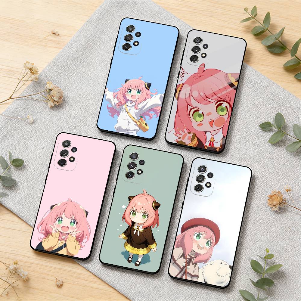 C-Cute Anya Chibi Style Phone Case For Samsung S26,S25,S24,S21,S22,S23,S30,Ultra,S20,Plus,Soft Black Shell
