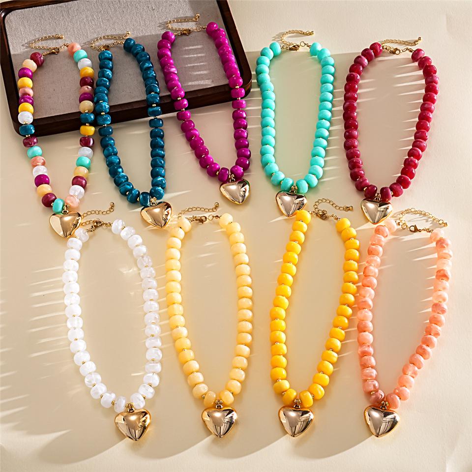 Collier Cœur Dégradé Acrylique - Chaîne de Clavicule Dopamine Haut de Gamme Européen & Américain.